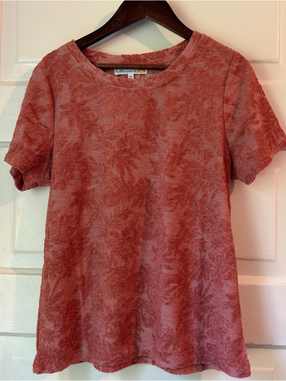 C&C California Dusty Rose Short Sleeve Textured Tee